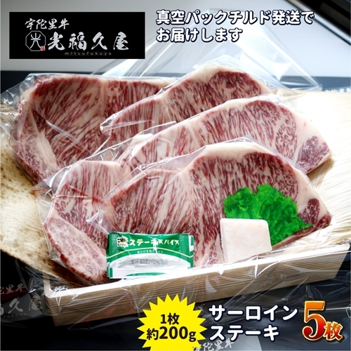 チルド 宇陀里牛 サーロイン ステーキ 5枚 ( 1枚 約200g ) / ふるさと納税 ふるさと 牛肉 ステーキ バーベキュー BBQ キャンプ 黒毛和牛 お中元 暑中見舞い お土産 お歳暮 正月 奈良県 宇陀市
