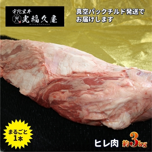 チルド 宇陀里牛 ヘレ肉 丸ごと 1本 約3kg / ふるさと納税 ふるさと 牛 ヒレ ヒレ肉 フィレ ステーキ バーベキュー BBQ キャンプ 黒毛和牛 お中元 暑中見舞い お土産 ブロック牛肉 焼肉 正