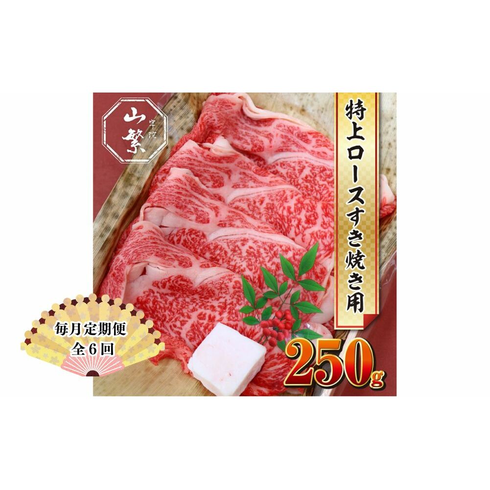 【毎月定期便全6回 】名産 認定肉 宇陀牛 国産 黒毛和牛 特上 ロース すき焼き 約250g チルド / 宇陀 山繁 ふるさと納税 牛肉 人気 ギフト 寄付 ランキング おすすめ グルメ 肉 返礼品奈良県宇