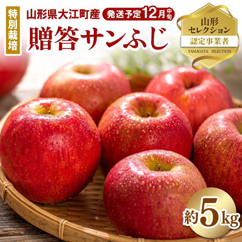 《先行受付》特別栽培 贈答規格サンふじ約5kg 【2025年12月中旬頃〜発送予定】【糖度14度以上・山形セレクション認定品・山形りんご・鈴木果樹園】山形県大江町12000酒・アルコール日本酒