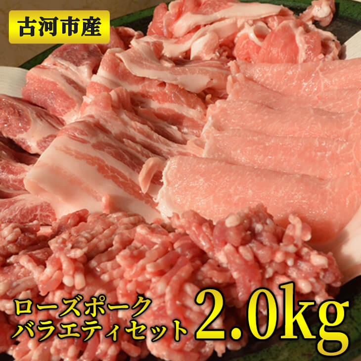 ふるさと納税 焼肉 古河市産ローズポークバラエティセット2.0kg【全国銘柄食肉コンテストで最優秀賞を受賞】肉 豚肉 BBQ セット商品 詰め合わせ ギフト | 肉 豚肉 ブランド 冷凍  BBQ 小分け