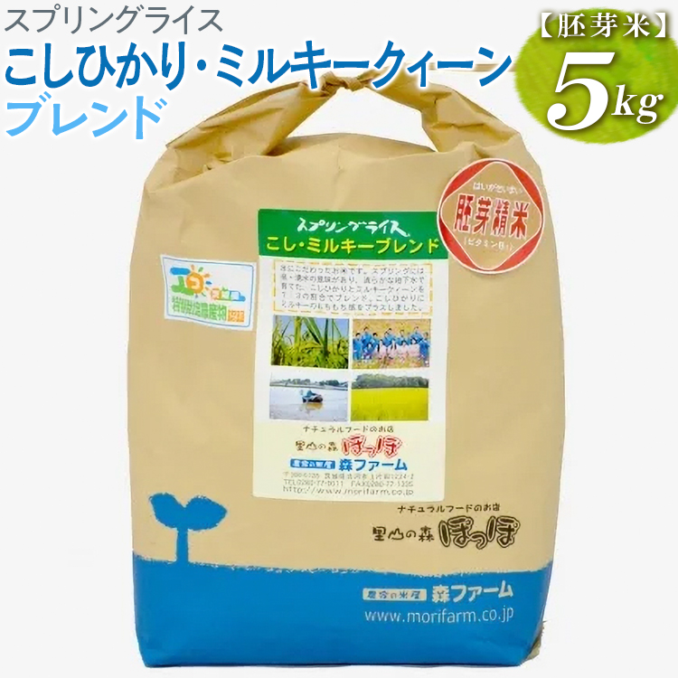 スプリングライス こしひかり・ミルキークィーン ブレンド (胚芽米)5kg | 米 こめ コメ 5キロ 胚芽米 ブレンド米 こしひかり コシヒカリ ミルキークイーン みるきーくいーん もちもち 古河市