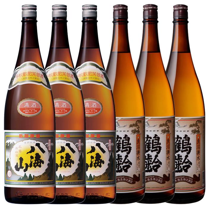 日本酒 八海山・鶴齢 1800ml×6本セット新潟県南魚沼市57000酒・アルコール日本酒