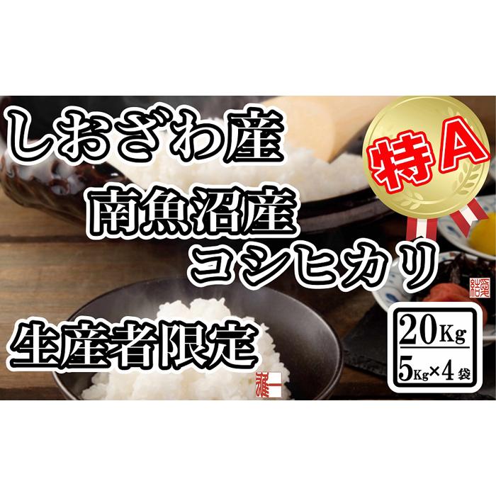 【令和7年産】生産者限定 契約栽培 南魚沼しおざわ産コシヒカリ20Kg(5Kg ×4袋)【2025年10月上旬より順次発送予定】新潟県南魚沼市100000米・パン白米