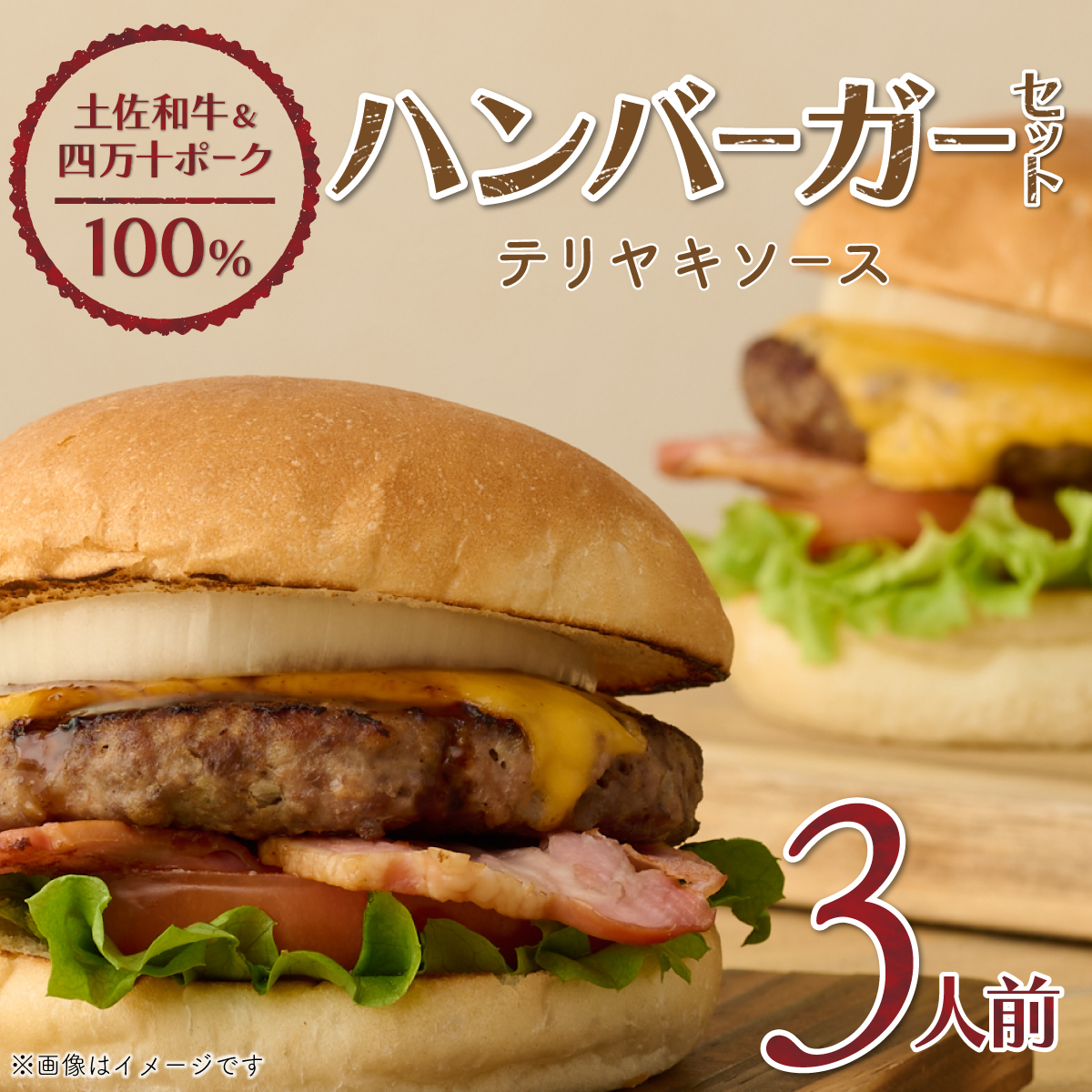 sd001土佐和牛&四万十ポーク合い挽きハンバーガーセット【3人前】高知県室戸市11500肉牛肉
