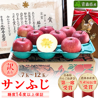 「サンふじ」約3kg・糖度14度以上保証・訳あり 家庭用 りんご 【青森県りんご品評会第一席受賞】【配送不可地域:離島】【1106865】青森県青森市12000果物・フルーツりんご・梨