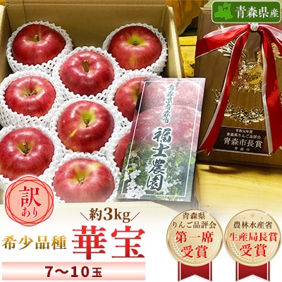 【希少品種】「華宝」約3kg・訳あり家庭用りんご 青森市長賞受賞【配送不可地域:離島】【1111233】青森県青森市12000果物・フルーツりんご・梨