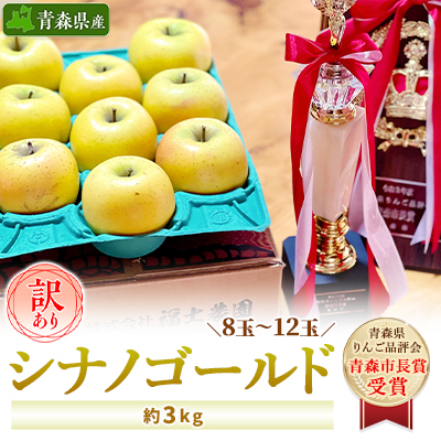 「シナノゴールド」3kg・訳あり家庭用りんご【冷蔵:スマートフレッシュ加工】【配送不可地域:離島・沖縄】【1287592】青森県青森市15000果物・フルーツりんご・梨