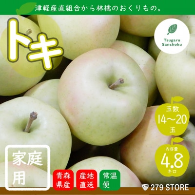 10月初旬頃発送 トキ 家庭用 5キロ箱 4.8kg 14〜20玉 津軽りんご 産地直送【配送不可地域:離島】【1290049】青森県青森市10000果物・フルーツりんご・梨