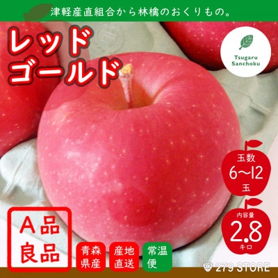 10月下旬頃発送 レッドゴールド A品 3キロ箱 2.8kg 6〜12玉 津軽りんご 産地直送【配送不可地域:離島】【1325284】青森県青森市8000果物・フルーツりんご・梨