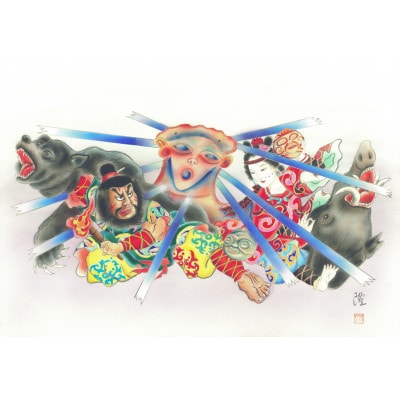 ねぶた絵 ねぶた原画「阿弖流為と鬼剣舞」 – ねぶた画廊
