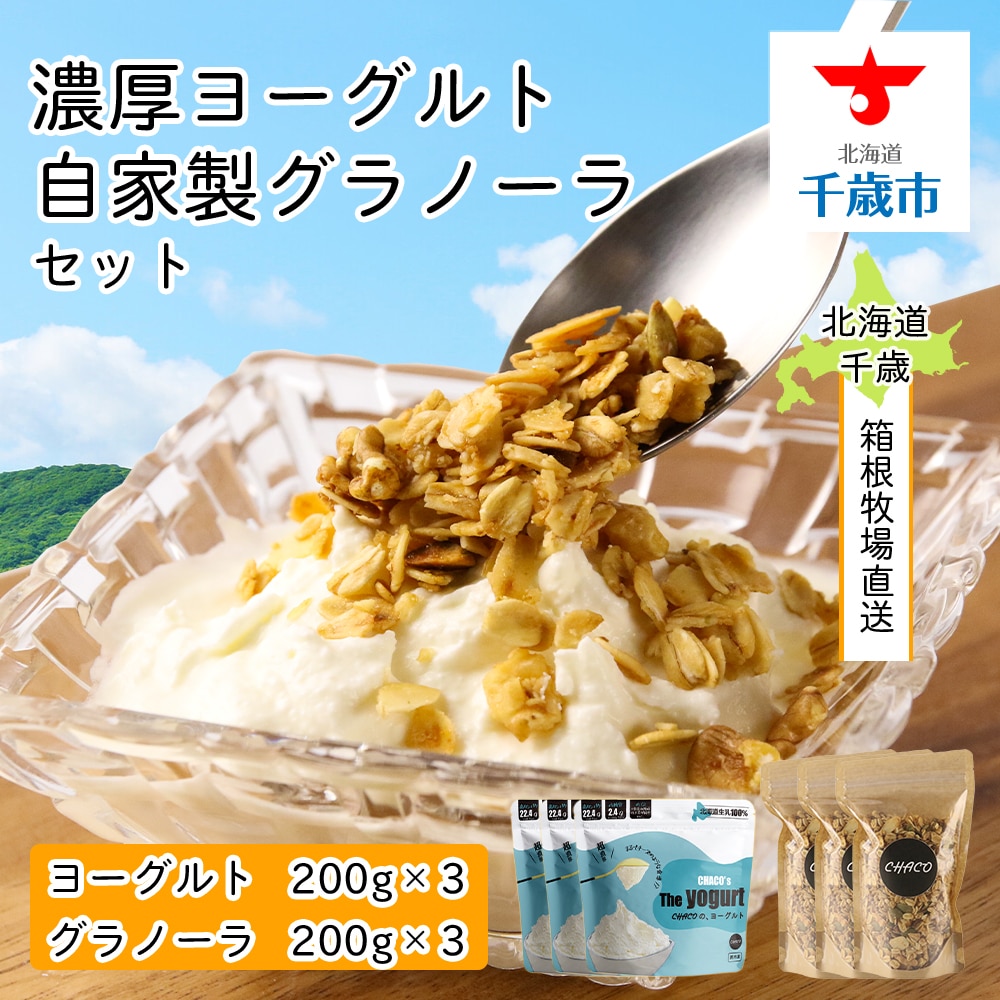 【北海道直送!】濃厚ヨーグルト3個・自家製グラノーラ3個セット北海道千歳市13200卵・乳製品ヨーグルト