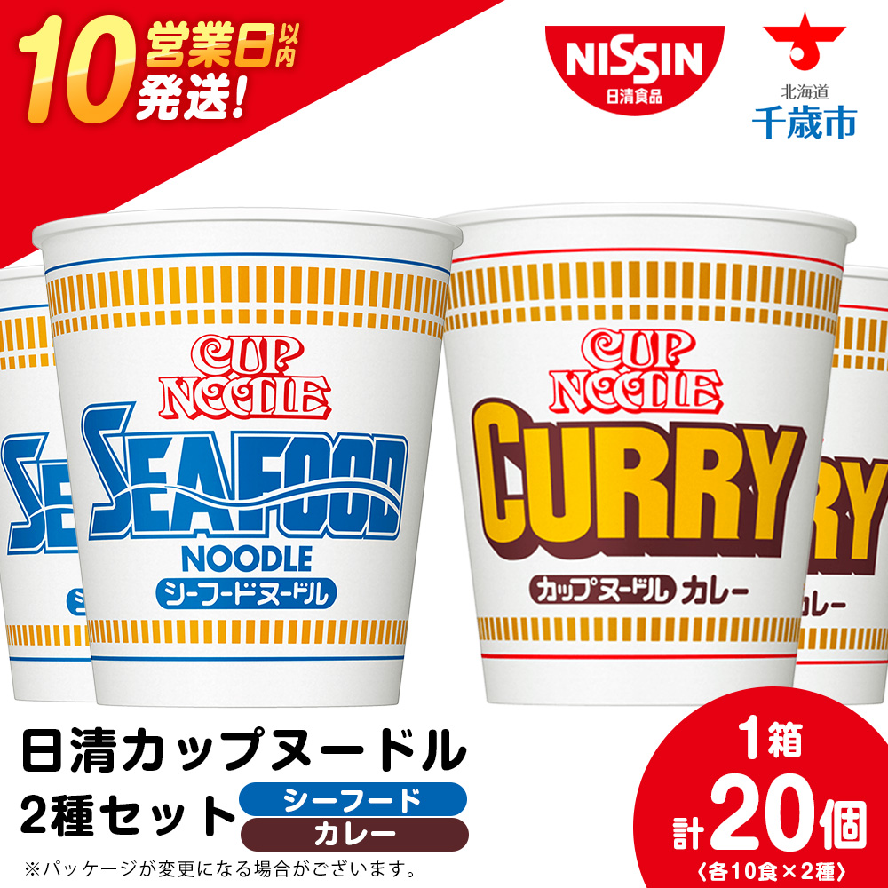 日清ヌードル2種セット シーフードヌードル・カレーヌードル各10食 ラーメン 麺 即席麺 麺類 カップ麺 インスタント カップラーメン北海道千歳市13000麺ラーメン