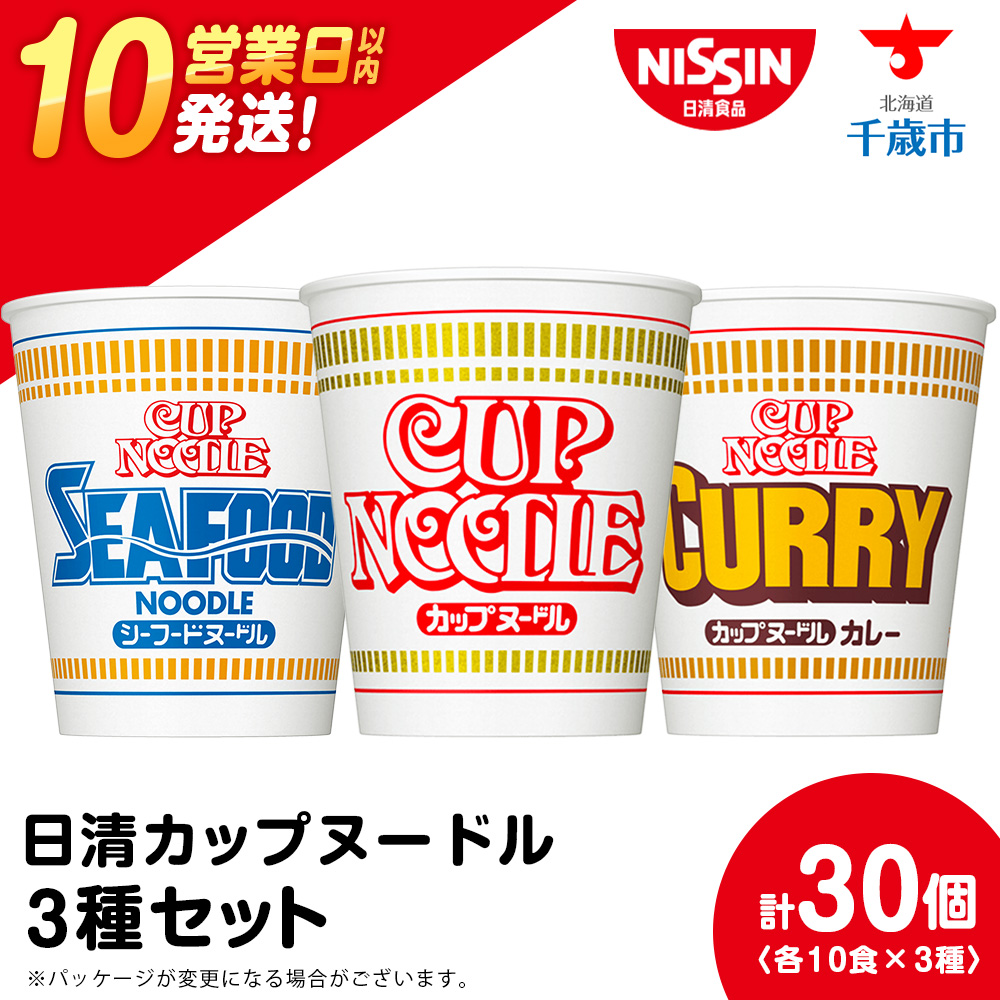 日清ヌードル3種セット 各10食 ラーメン 麺 即席麺 麺類 カップ麺 インスタント カップラーメン北海道千歳市19500麺ラーメン