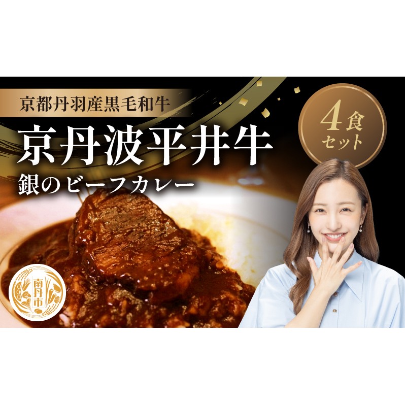 国産黒毛和牛使用 銀のビーフカレー 4食セット 京丹波平井牛 京都丹波産京都府南丹市35000鍋セット・総菜・加工食品その他 鍋セット・総菜・加工食品