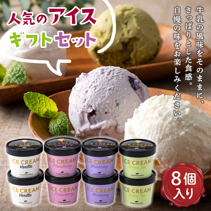 【新生酪農】人気のアイスギフトセット8個入り F21G-279千葉県睦沢町13000菓子・スイーツアイス・ジェラート