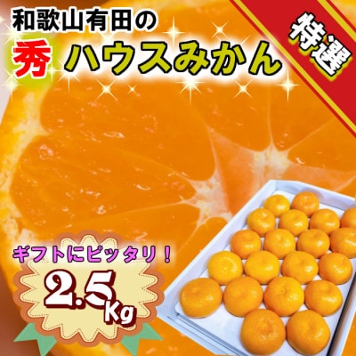 特撰品!和歌山有田の「ハウスみかん」【赤秀】約2.5kg 化粧箱入り ギフトにも (6月発送分)【1500831】和歌山県九度山町17000果物・フルーツみかん・柑橘類