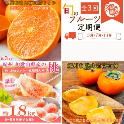 【発送月固定定期便】紀州和歌山産旬のフルーツセット(せとか・桃・富有柿)全3回【配送不可地域:離島・北海道・沖縄】【4052285】和歌山県九度山町49000果物・フルーツもも・すもも