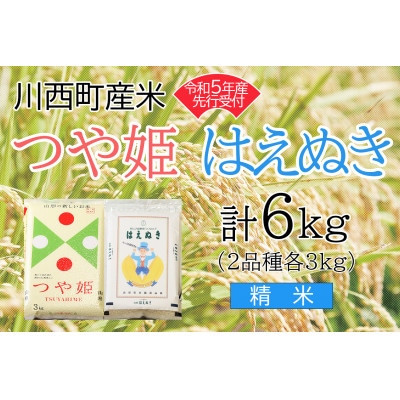 令和5年産 つや姫・はえぬき計6kg 精米セット 真空パック詰【1121432】山形県川西町11000米・パン白米