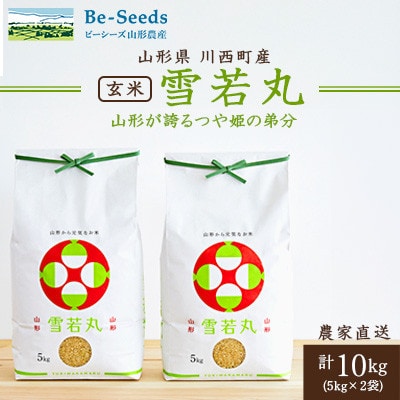 令和7年産 山形県産 雪若丸 玄米 10kg(5kg×2袋)【1660788】山形県川西町25000米・パン玄米・雑穀米・もち米・餅