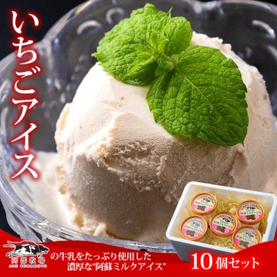 牧場直送!阿部牧場三ツ星受賞牛乳を使用したいちごアイスセット(イチゴアイス130ml×10個)【配送不可地域:離島】【1516373】熊本県阿蘇市16000菓子・スイーツアイス・ジェラート