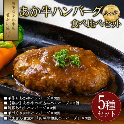 豪華5種類のあか牛のハンバーグ食べ比べセット(15個)【配送不可地域:離島】【1580365】熊本県阿蘇市44000肉加工肉(ハム・ソーセージ等)