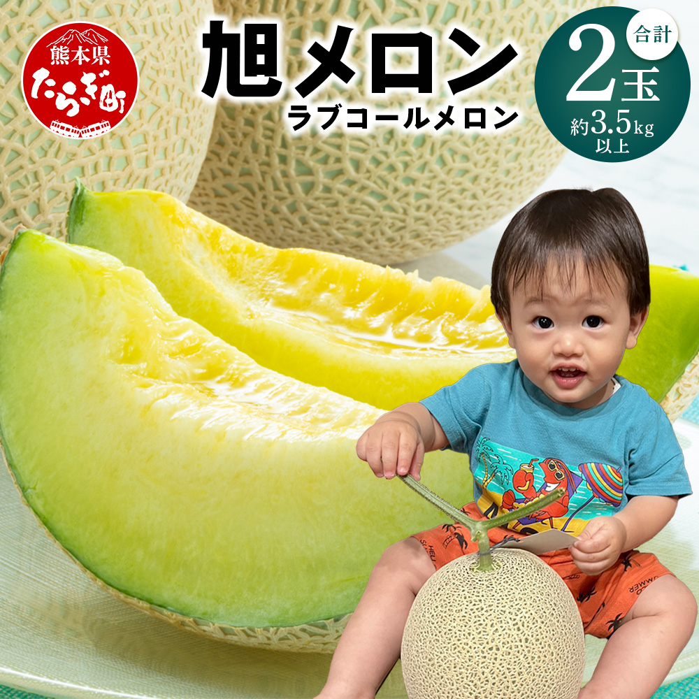 【2026年分 予約】先行予約 「旭メロン (品種:ラブコールメロン)」2玉 (合計約3.5kg以上) 2026年6月中旬〜発送開始【 ごほうび めろん 青肉 メロン 大玉 たっぷり 果汁 果物 フルーツ ギフト