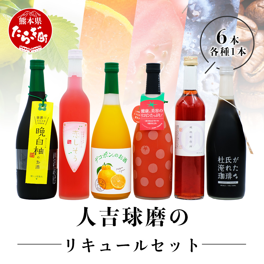 人吉球磨の リキュール 6本セット ≪ デコポン 晩白柚 珈琲 ブルーベリー 紫蘇 トマト ≫ フルーツ リキュール コーヒー 人吉 球磨 米 焼酎 贈り物 ギフト 熊本県 多良木町 015-0690熊本県多良