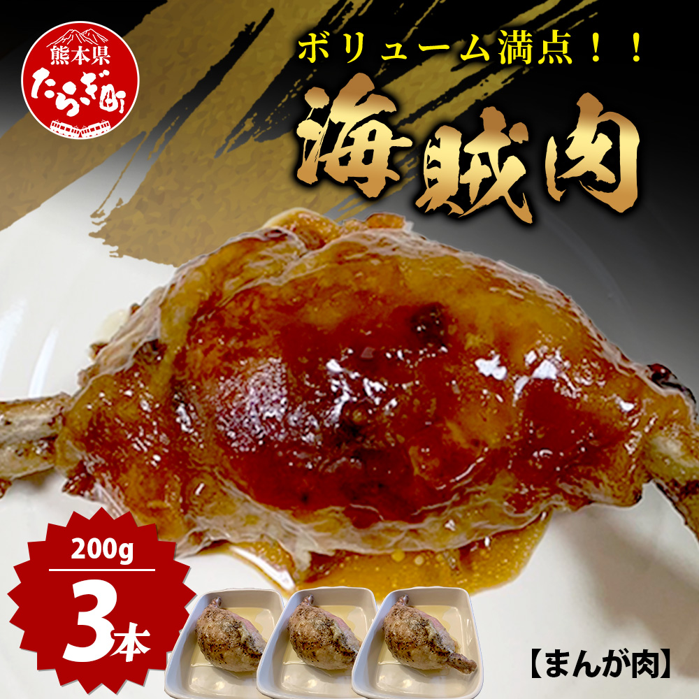 【数量限定】 村上精肉店 海賊肉 (まんが肉) 約200g×3本 国内産 肉 憧れの 肉 ハンバーグ ベーコン 焼くだけ 冷凍 国産 キャンプ バーベキュー アウトドア 021-0675熊本県多良木町9000肉