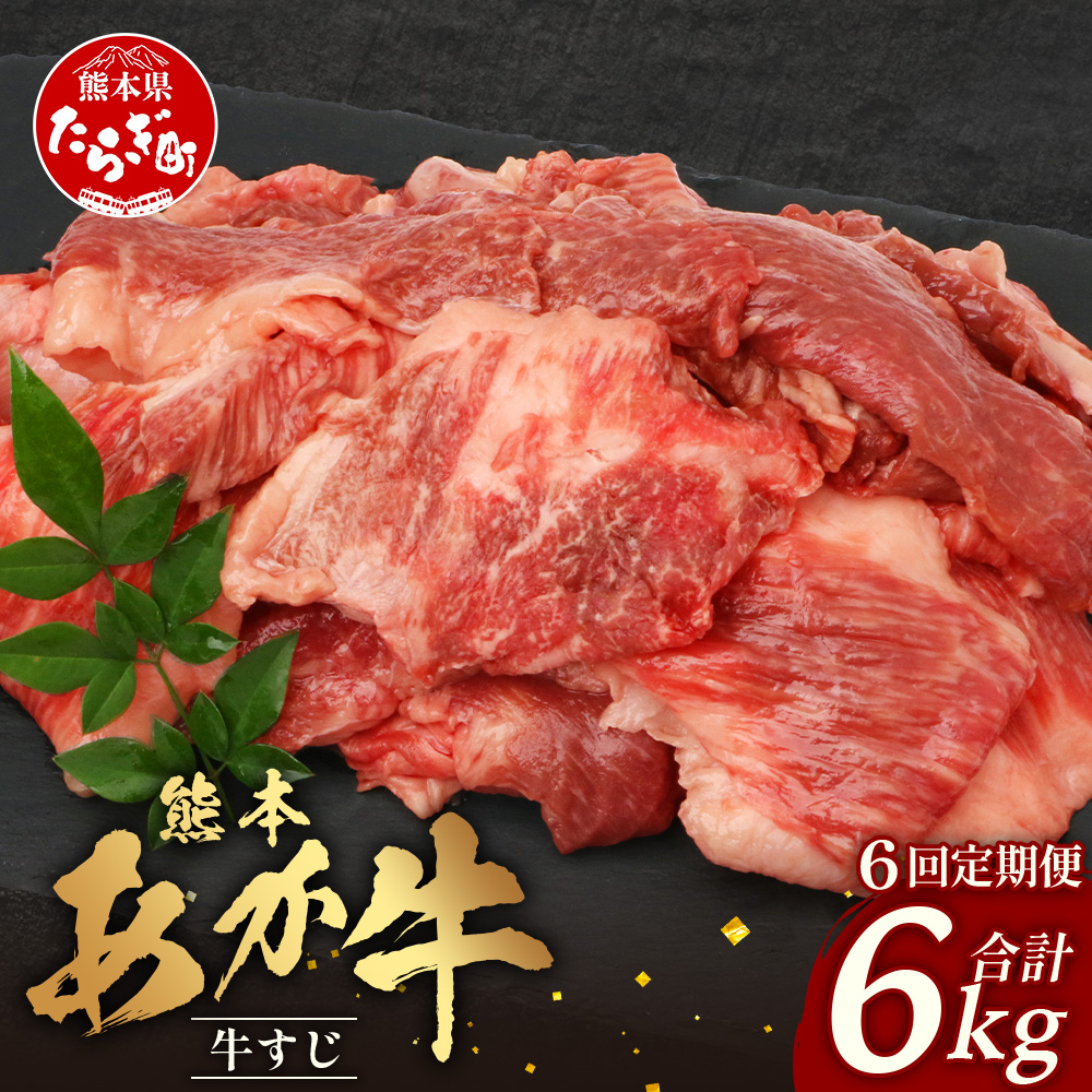 【 定期便 6回 】 熊本 あか牛 スジ肉 1kg × 6回 【 合計 6kg 】 牛スジ 【 熊本 熊本県産 あか牛 牛肉 ブランド 肉 お肉 ヘルシー すじ 牛スジ 牛筋 煮込み カレー 冷凍 国産 】 041-0155熊本県多良