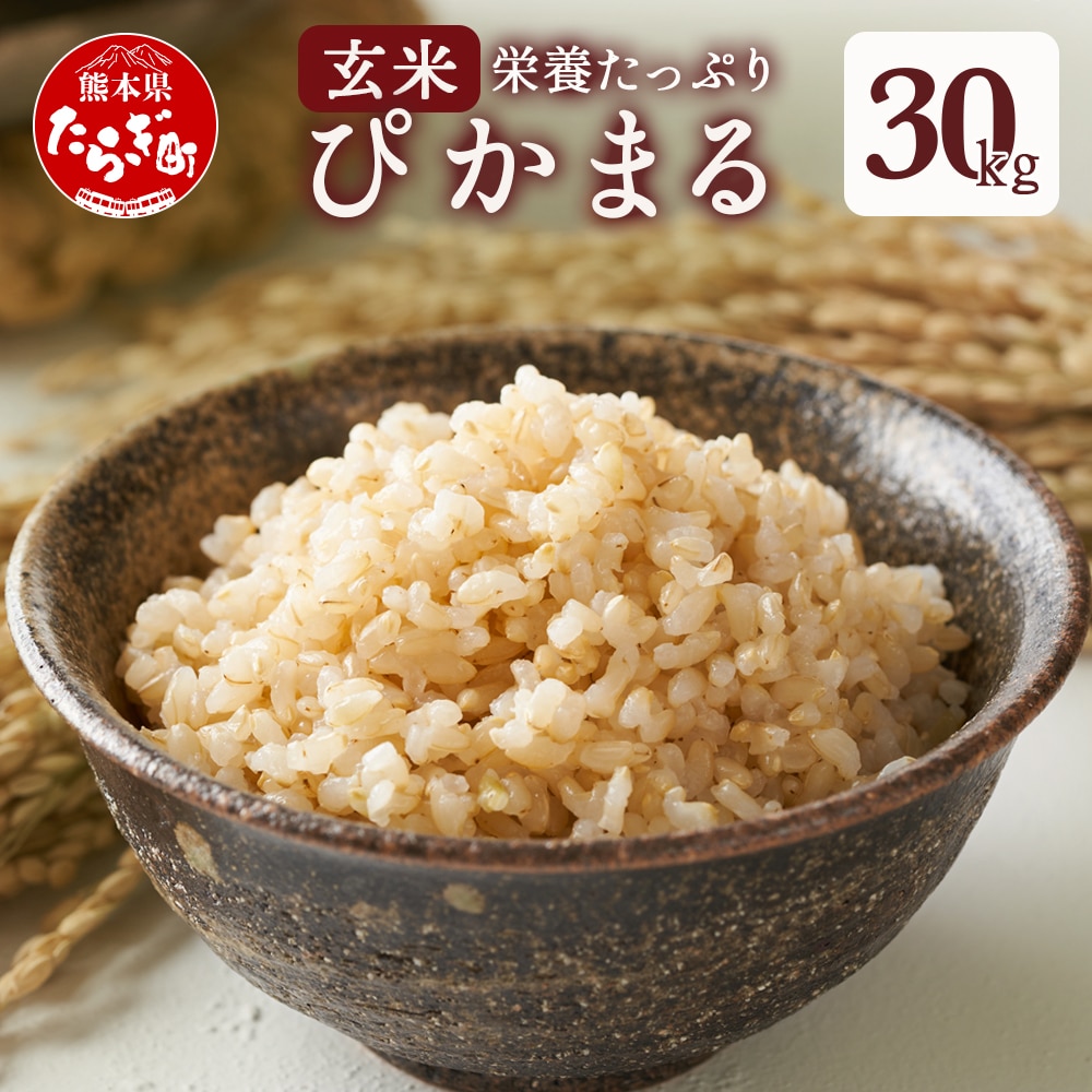 【令和6年産 玄米 】 多良木町産 『ぴかまる』 30kg【 玄米 熊本県 たらぎ お米 米 艶 粘り 甘み うま味 やわらか 熊本のお米 30キロ 栄養価 げんまい 】 044-0599熊本県多良木町51000米・パン玄米