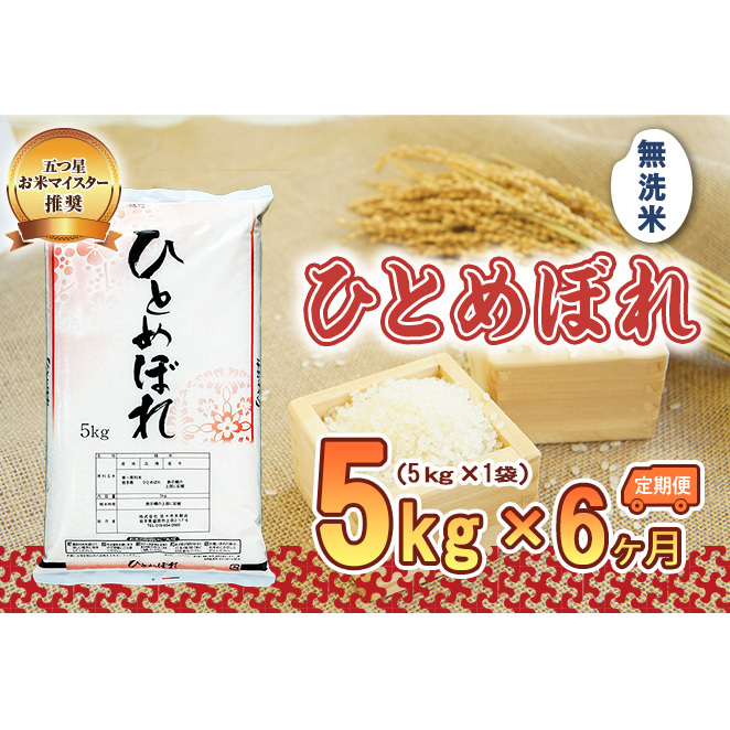 米 定期便 6ヶ月 ひとめぼれ 無洗米 5kg お米 精米 白米 こめ コメ おこめ ごはん お米マイスター 推奨 ブランド米 常温 国産 岩手県 岩手 盛岡市産 定期 お楽しみ 6回岩手県盛岡市114000米・パ
