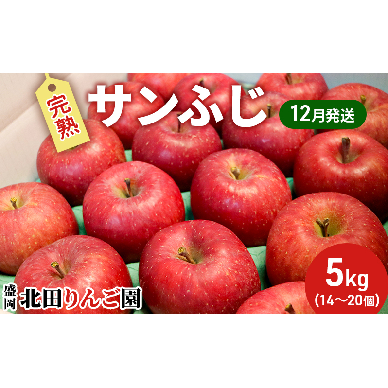 先行予約【12月発送】盛岡 北田りんご園 完熟サンふじ 約5kg(14〜20玉) 果物類 フルーツ デザート 果汁 甘い 酸味 バランス 岩手県盛岡市17000果物・フルーツりんご・梨