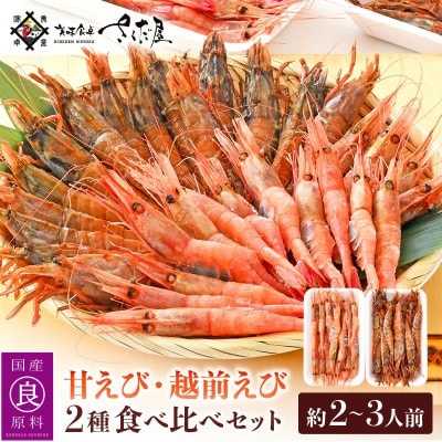 新鮮!えび 2種 食べ比べ セット(甘えび 越前えび)約2〜3人前【配送不可地域:離島】【1503905】福井県越前町11000魚介・海産物エビ