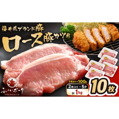 「福井県ブランド豚」ふくいポーク ロース 100g × 10枚 合計1kg(2枚入り × 5p)【配送不可地域:離島】【1638461】福井県越前町12000肉豚肉