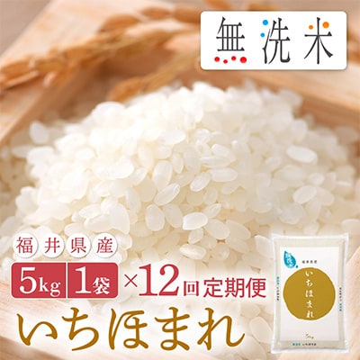 2023年8月発送開始『定期便』≪12か月連続お届け≫無洗米 いちほまれ 5kg 全12回【5086488】福井県越前町90000米・パン無洗米