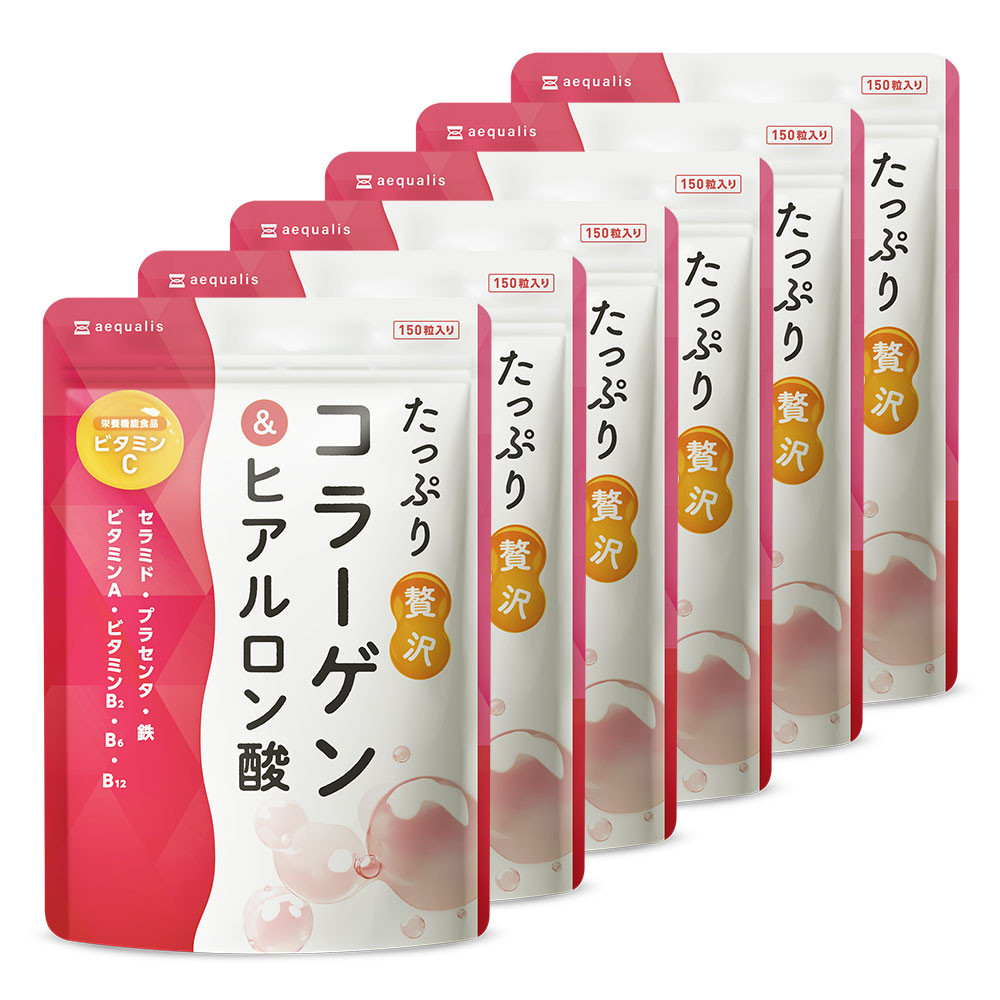 たっぷり贅沢 コラーゲン サプリ ヒアルロン酸 プラセンタ ビタミンC 配合 国内製造  6袋(6ヶ月分)静岡県静岡市24000鍋セット・総菜・加工食品その他 鍋セット・総菜・加工食品
