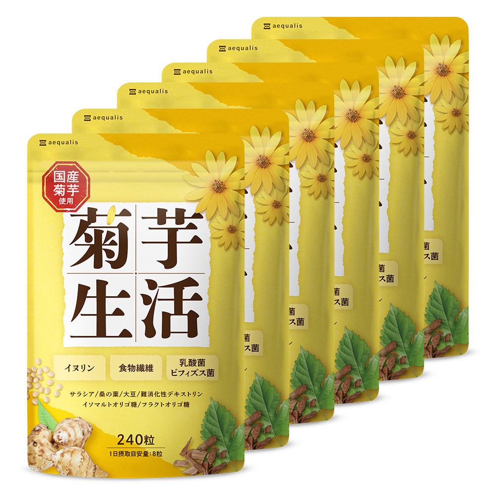 菊芋サプリメント 菊芋生活 国産 イヌリン 食物繊維 サラシア 難消化性デキストリン 240粒入り 6袋(6ヶ月分)静岡県静岡市22000鍋セット・総菜・加工食品その他 鍋セット・総菜・加工食品