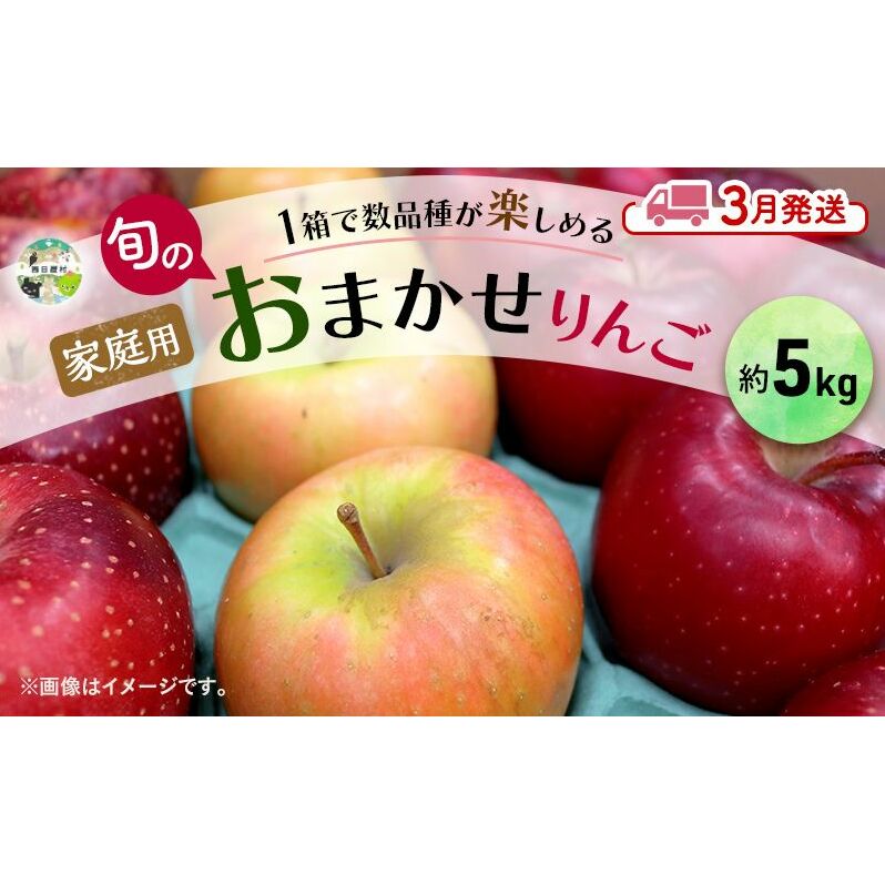 りんご 【3月発送】 家庭用 旬のりんご 品種おまかせ 約 5kg 2品種〜4品種青森県西目屋村14000果物・フルーツりんご・梨