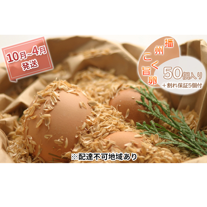 卵 播州こく旨卵 50個入り+割れ保証5個付 高級 たまご 鶏卵 高級卵 高級たまご ビタミンE ビタミン TKG 卵かけご飯  冷蔵 保存 兵庫 兵庫県 小野市 10月〜4月発送兵庫県小野市11000卵・乳製品卵