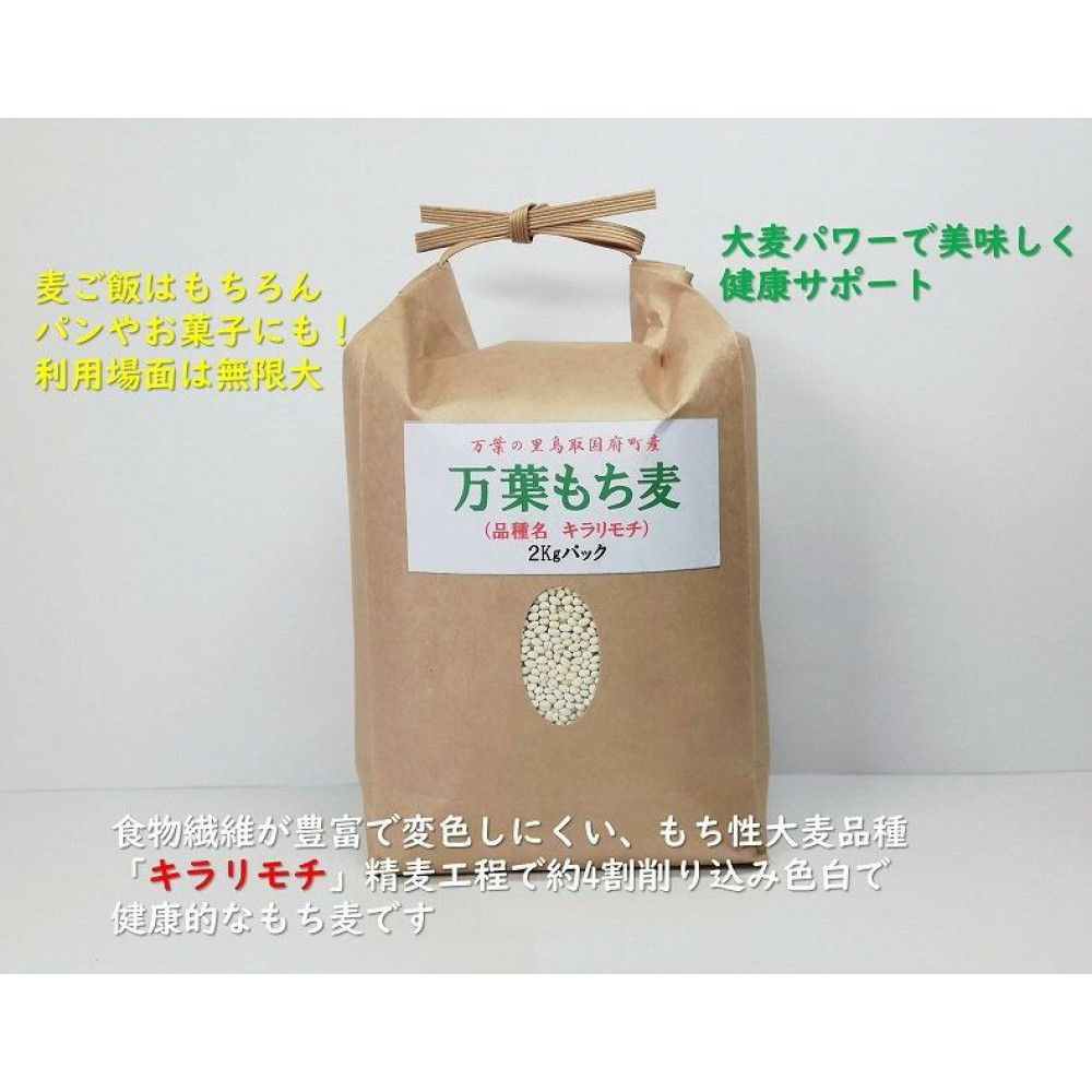 万葉の里鳥取市国府町産「万葉もち麦」2kg鳥取県鳥取市10000米・パン玄米・雑穀米・もち米・餅