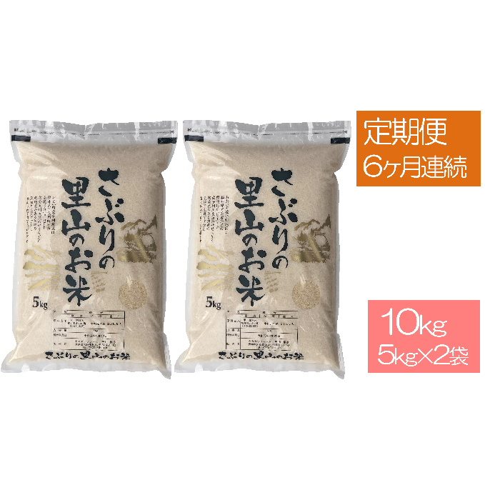 定期便 【6ヶ月連続】さぶりの里山 お米 コシヒカリ 10kg(5kg×2袋) 福井県おおい町99000米・パン白米