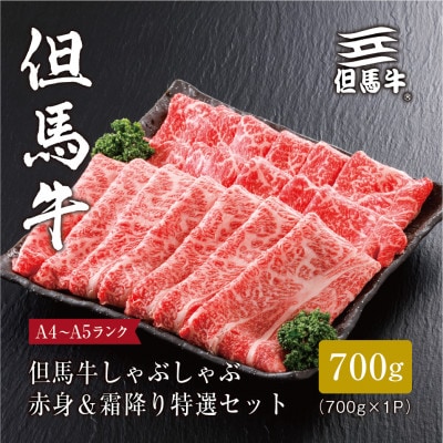 【但馬牛】 しゃぶしゃぶ 赤身&霜降り 特選セット700g【配送不可地域:離島】【1313378】兵庫県養父市32000肉牛肉