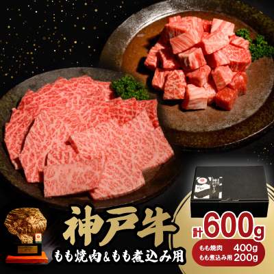 神戸牛もも焼肉400g&もも煮込み用200gセット【配送不可地域:離島】【1529481】兵庫県養父市20000肉牛肉