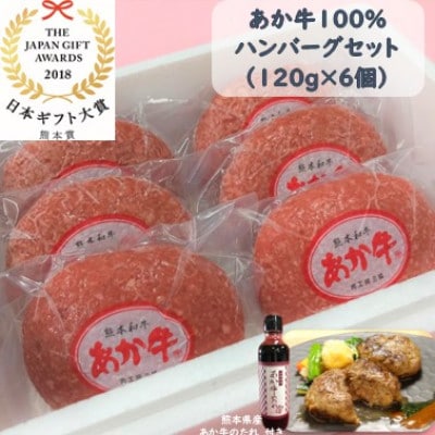 あか牛100%ハンバーグセット(あか牛ハンバーグ120g×6個 あか牛のたれ200ml)(南阿蘇村)【配送不可地域:離島】【1431615】熊本県南阿蘇村18000肉加工肉(ハム・ソーセージ等)