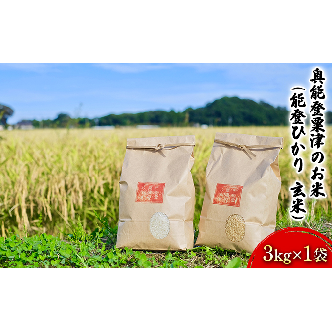 【令和7年度産】奥能登粟津のお米(能登ひかり 玄米)3kg×1袋 石川県珠洲市10000米・パン白米