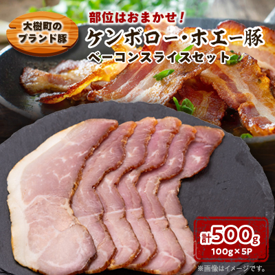 ケンボロー・ホエー豚 ベーコンスライス100g×5pセット【配送不可地域:離島】【1484145】北海道大樹町10000肉加工肉(ハム・ソーセージ等)