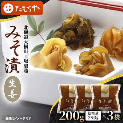 【北海道大樹町工場製造】みそ漬・生姜 200g(総重量290g)×3袋【1557113】北海道大樹町10000鍋セット・総菜・加工食品漬物・梅干・キムチ