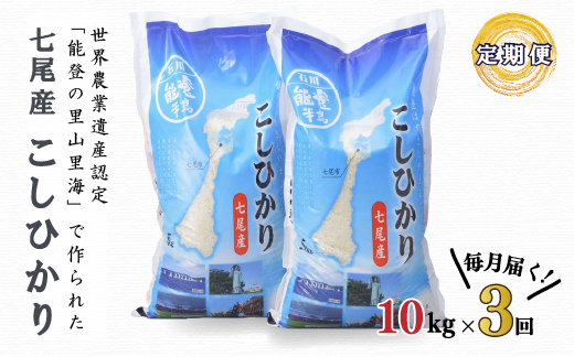 【3ヶ月定期便】【新米】こしひかり10kg(5kg×2袋)×3回 農業世界遺産認定!「能登の里山里海」で育ったお米 ◇| 石川県 七尾市 七尾産 ※2025年2月上旬頃より順次発送予定石川県七尾市700