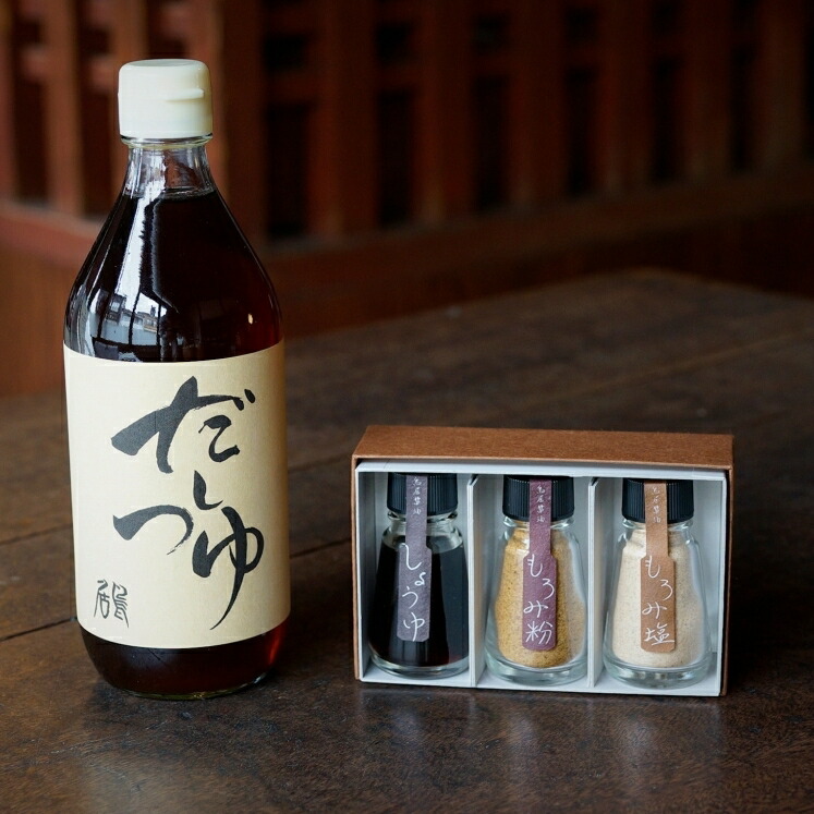 鳥居醤油店 オリジナル4点セット(醤油・もろみ粉・もろみ塩・だしつゆ) 調味料 手作り 鍋石川県七尾市10000調味料・油醤油